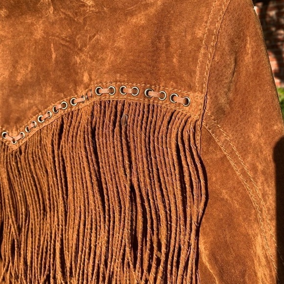 Cripple creek leather suede fringe western jacket leather lacing RTL $395 S VGUC - Picture 8 of 10